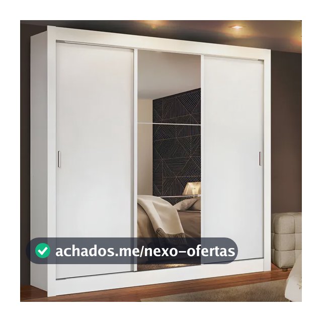 Guarda Roupa Casal Madesa Mônaco 3 Portas Correr Espelho Cor Branco 1093D81E