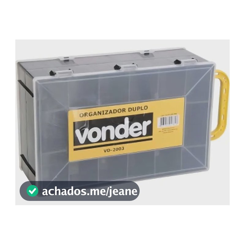 Organizador De Plástico Duplo Com Duas Tampas Vd 2003 Vonder Cor Preto