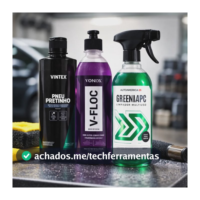 Kit Limpeza Automotiva - Pneu Pretinho + Green Apc + V Floc