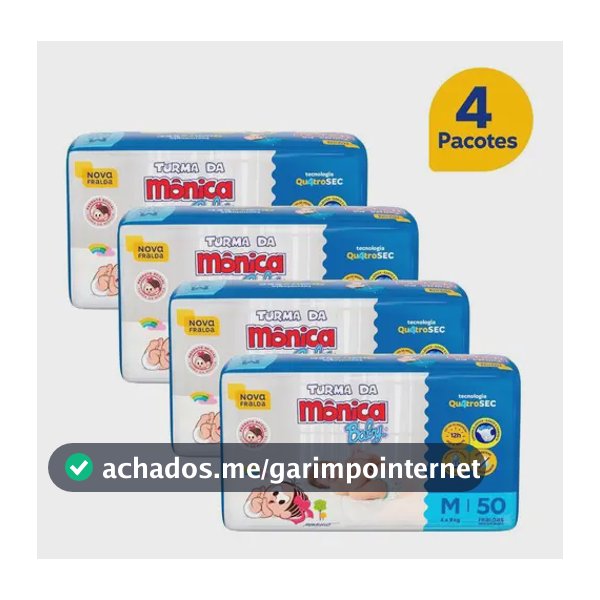 Kit Fralda Turma Da Mônica Baby Mega M 200un Gênero Sem gênero Tamanho Médio (M)