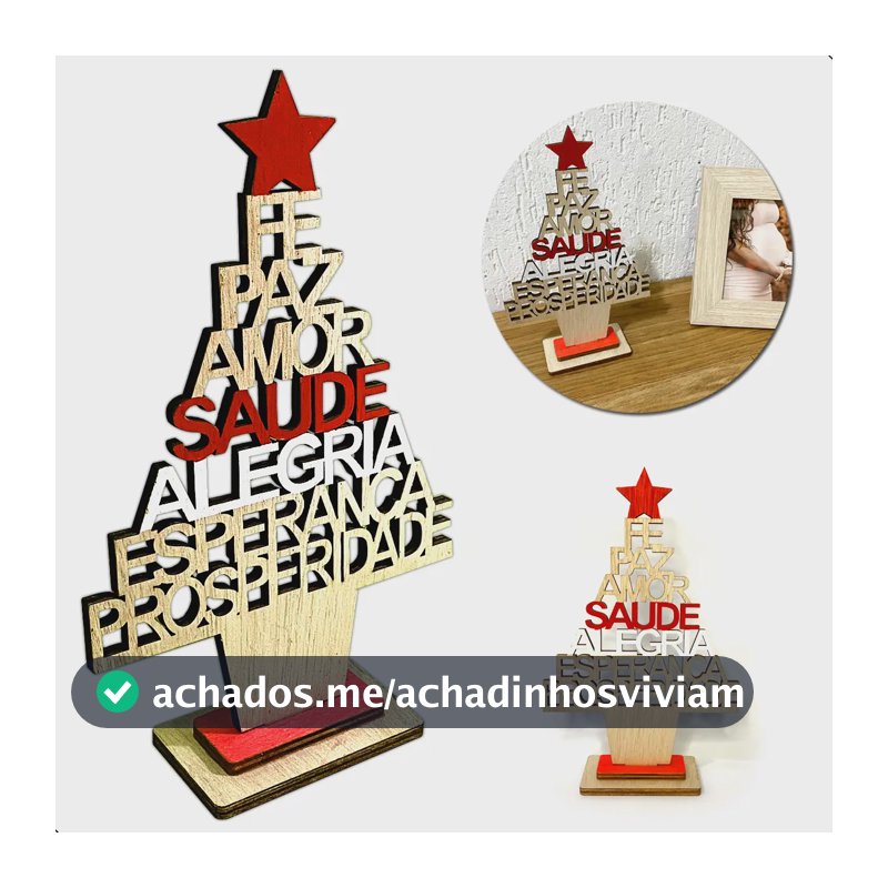 Mini Árvore de Natal Art Christmas Madeira 18cm Marrom Claro