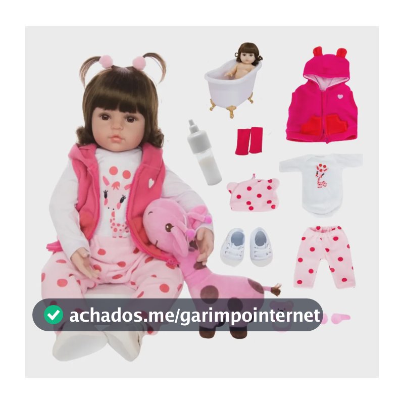 Bebê Reborn Boneca Vinil siliconado Girafinha Menina Pode Dar Banho