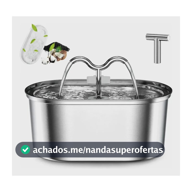 Fonte De Água De Aço Inoxidável Para Gatos E Cãe 3.2l Forma De T Pawponto