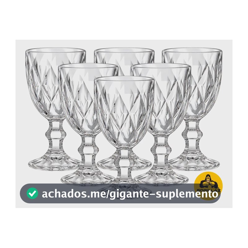 Jogo 6 Taças De Vidro 310ml Diamond Transparente P/ Suco Transparente