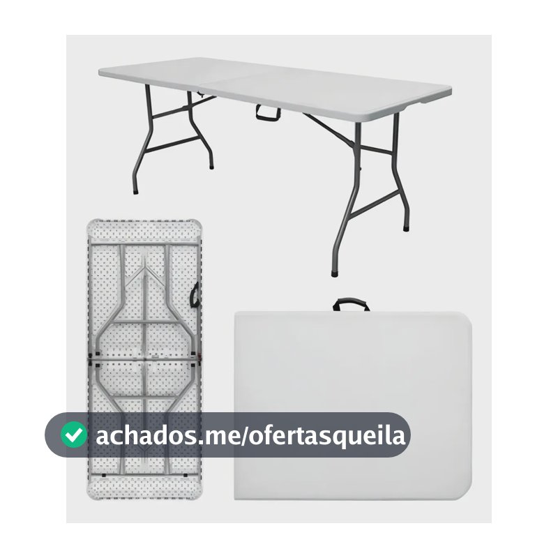 Mesa Dobrável Vira Maleta Com Alça Portátil 1.80m Para Camping Pesca Jardim Área Externa Ou Interna Salão De Festas Gourmet Cor BrancoLuvinco