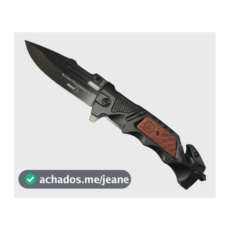 Canivete Retrátil Portátil De Bolso Faca Camping Pesca Caça Cor Preto/Madeira Böker