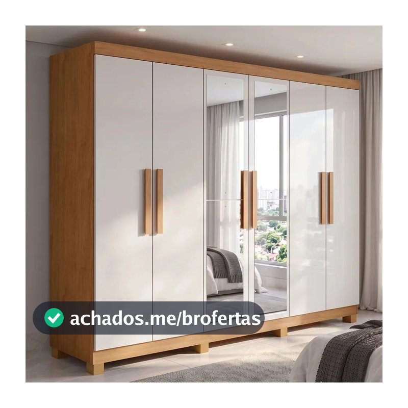 Guarda Roupa Casal 6 Portas Easy Slim Com Espelho E Pés