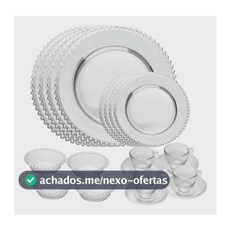 Jogo De Jantar 20 Peças De Cristal Ecológico Pearl Completo Cor Transparente