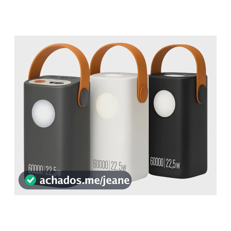Power Bank 60000mAh Ol1gold Carregador Portátil 5 Portas USB-C Rápido Preto