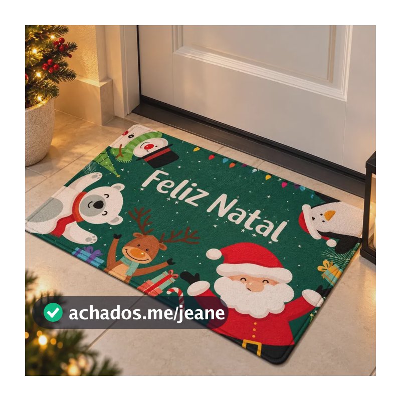 Tapete Porta De Entada Natal 60x40 Capacho Decorativo 60 Cm 40 Cm Verde