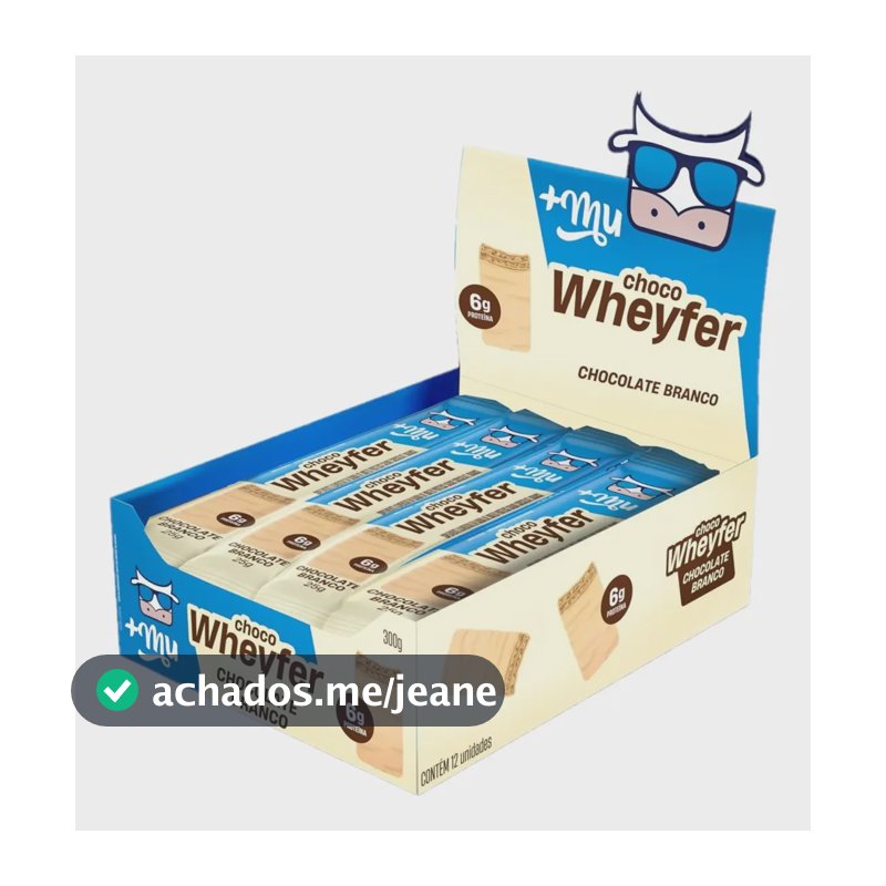 Proteína +Mu Chocowheyfer Baunilha em barra de proteína sabor Chocolate branco 12 un