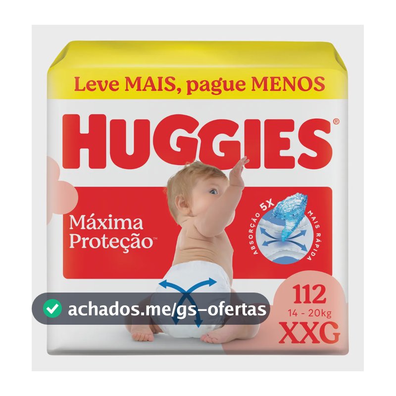 Huggies Fralda Descartável Máxima Proteção XXG - 112 Un