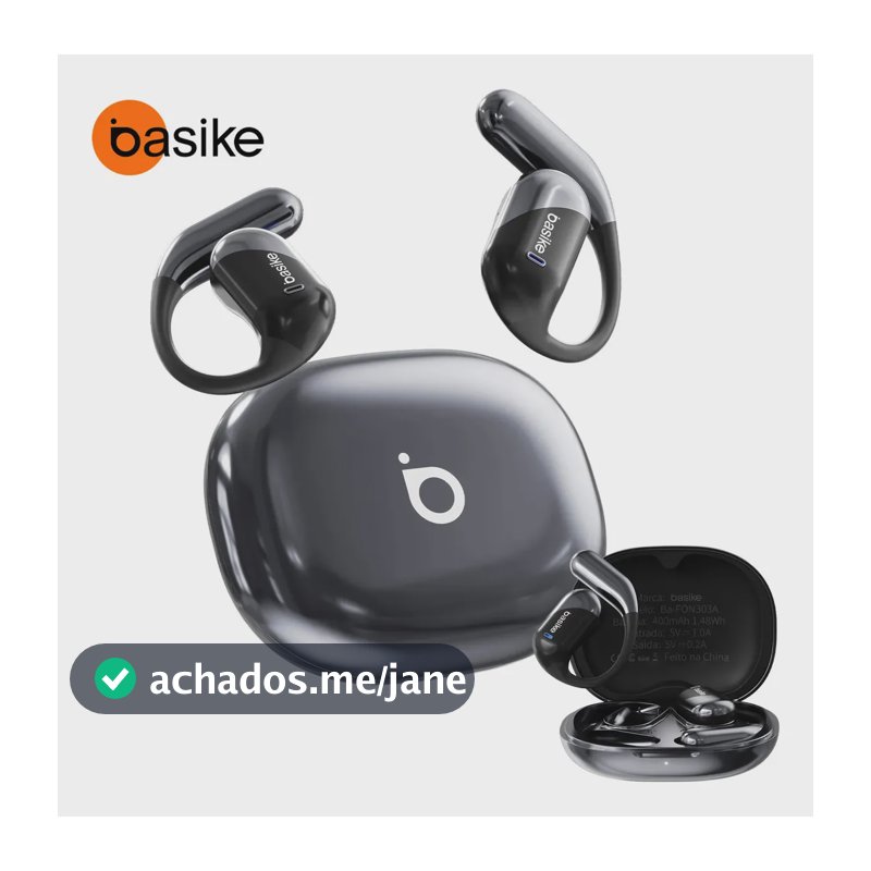 Basike Fone De Ouvido Sem Fio Bluetooth Com Gancho Gamer Esportivo Baixa Latência 100h, Design Aberto