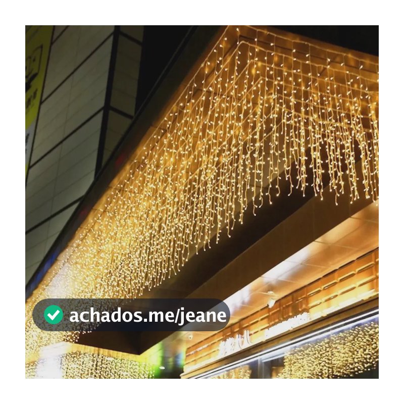 Cascata Natal 400 Leds 10m Luz Branco Quente Fixa 127v 220v Amarelo 127v