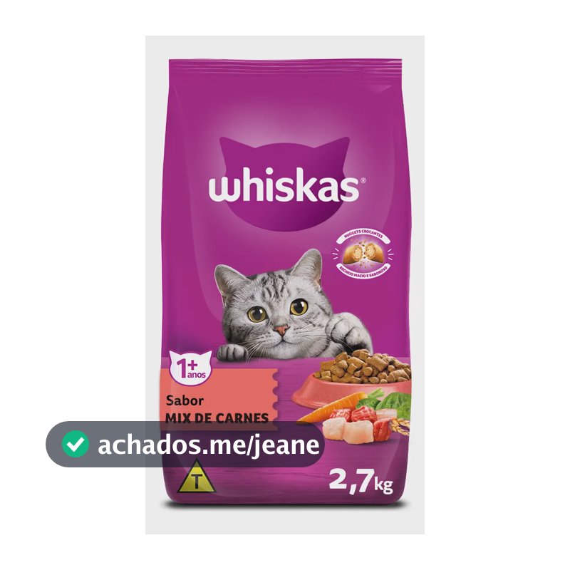 Ração Whiskas Mix De Carnes Gatos Adultos 2,7 Kg