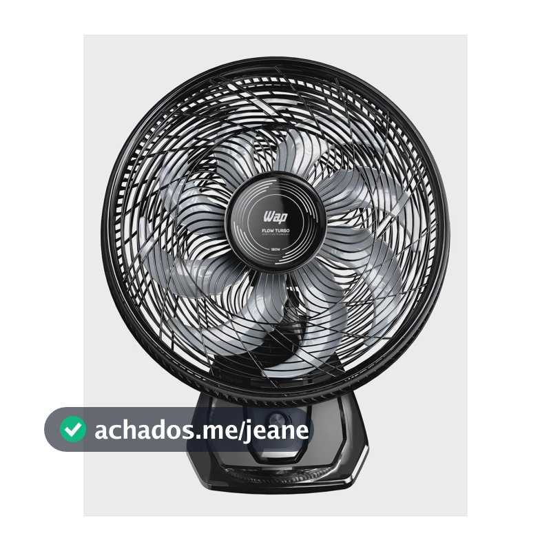 Ventilador Wap Flow Turbo De Mesa E Parede 180w Com 8 Pás E Oscilação 50 Cm 60 Preto 127v Plástico