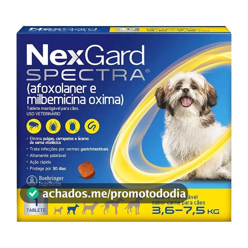 NexGard Spectra Antipulgas e Vermífugo Cães 3,6kg a 7,5kg