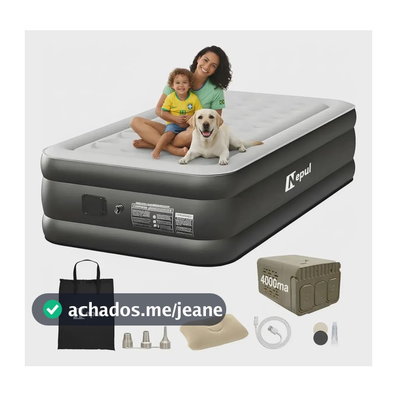 Colchão Inflável Solteiro Nepul Com Travesseiro 19010046cm Preto