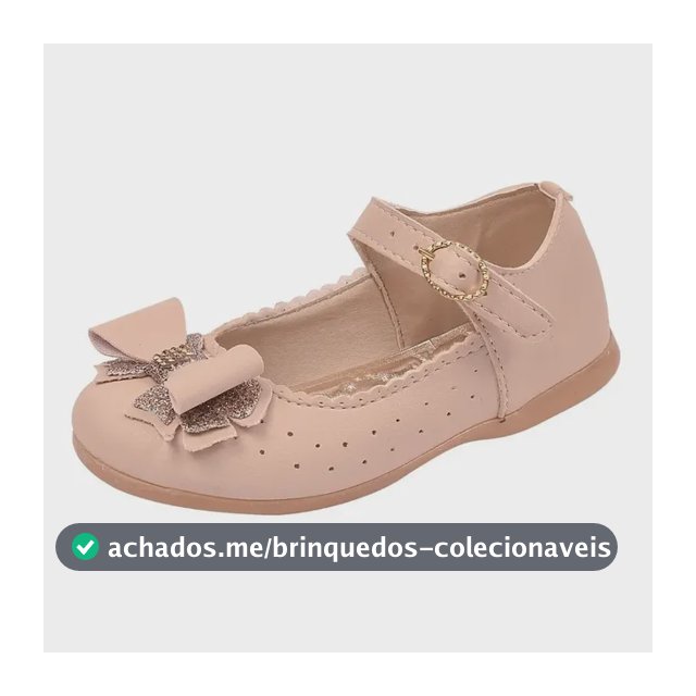 Sapatilha Boneca Infantil Batizado Menina Laço Duplo Marfim