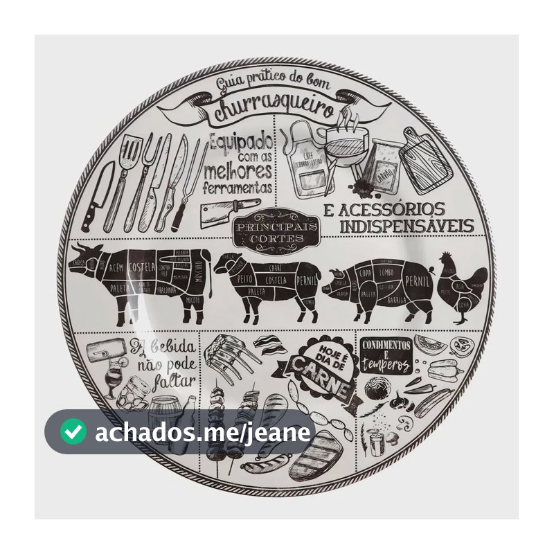 Conjunto de Pratos Rasos Churrasco 6 unidades - Alleanza