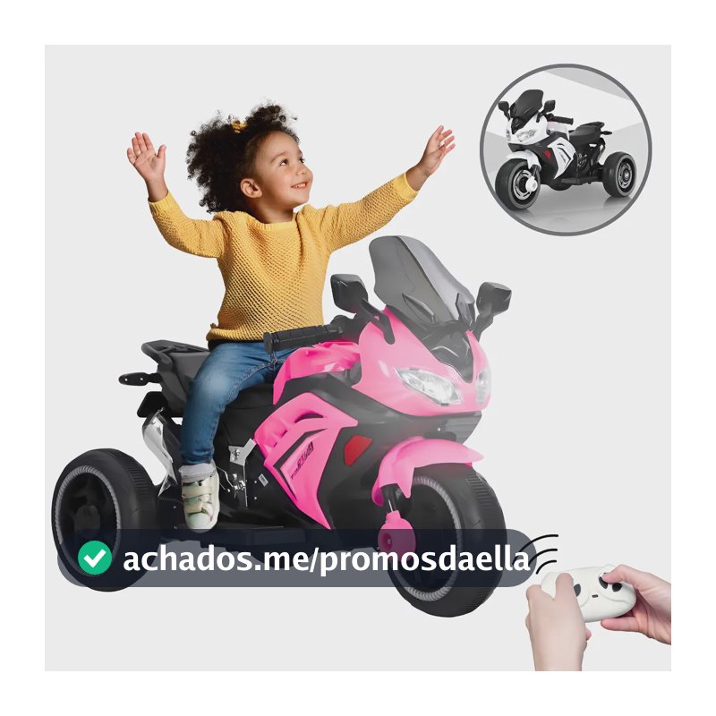 Moto Elétrica Infantil Motinha Triciclo Passeio Brinquedo Cor Rosa