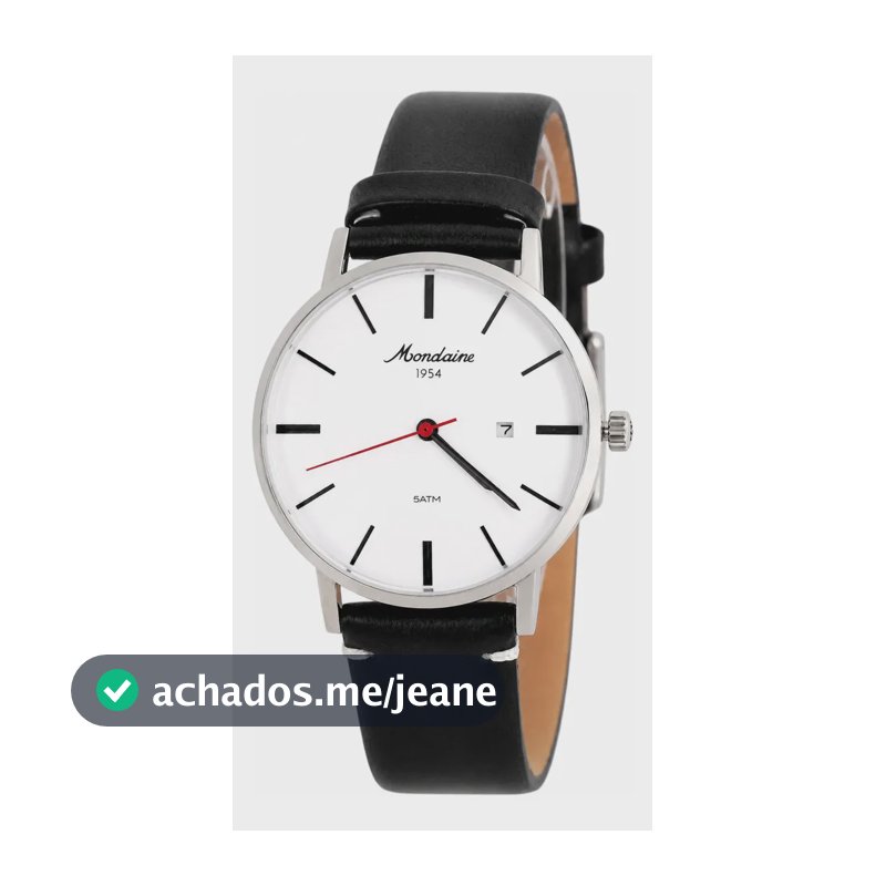 Relógio Mondaine Masculino Pulseira Couro Edição 70 Anos Preto Prateado Branco