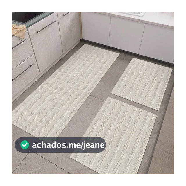Kit Tapetes De Cozinha Rústico 3 Peças Jogo Listrado 100% Algodão Natural Lavável Decorativo