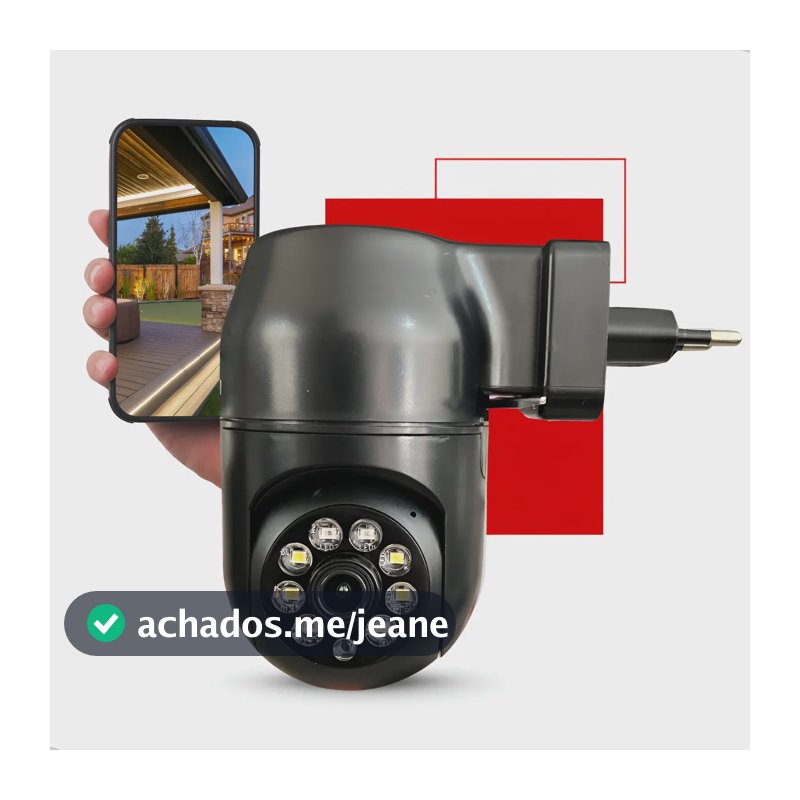 Câmera De Segurança Full Hd Visão Noturna Tomada 360° Wi-Fi Ip Monitoramento Interno Conexão Sem Fio Controle App Smartphone Vigilância Residencial Preto Nixzen
