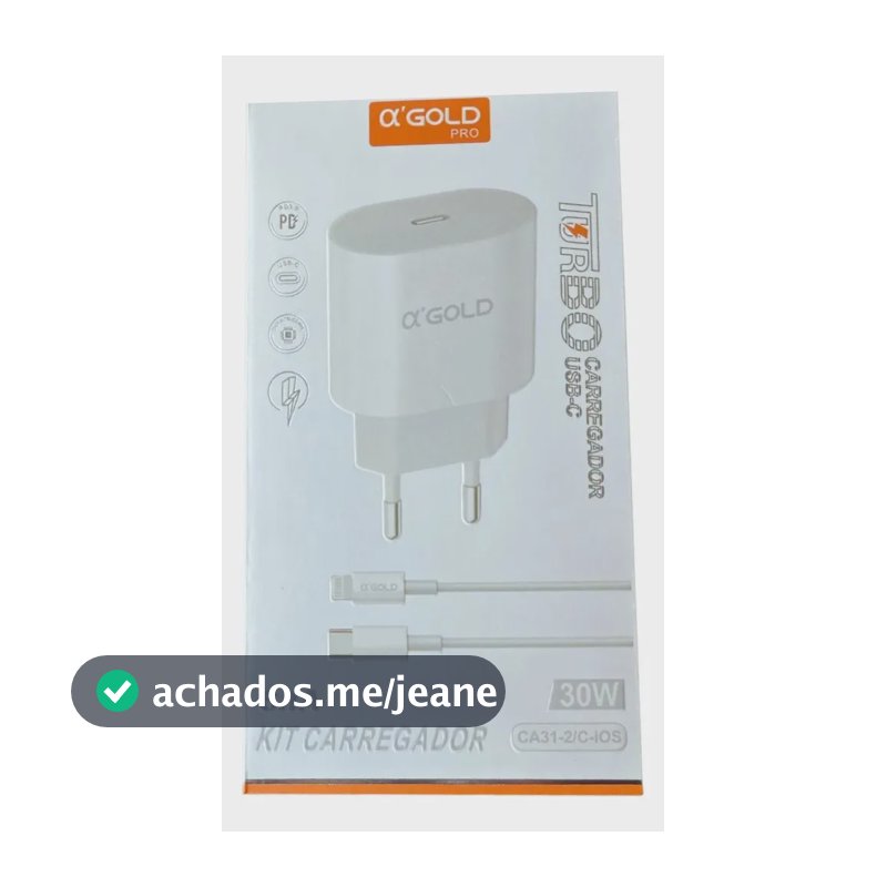Carregador + Cabo A'gold Ca31-2 6.1a Turbo Para iPhone 7 8 Plus X Xr 11 12 13 14 Cor Branco