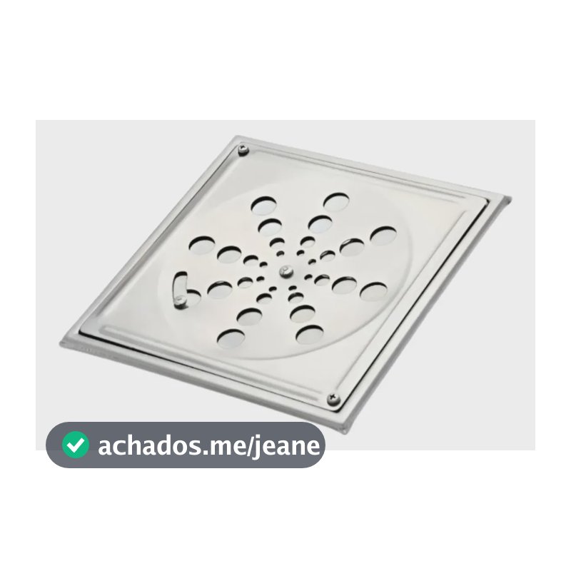 Ralo Grelha Inox Quadrada Tampa 15x15cm Abre/fecha Caixilho
