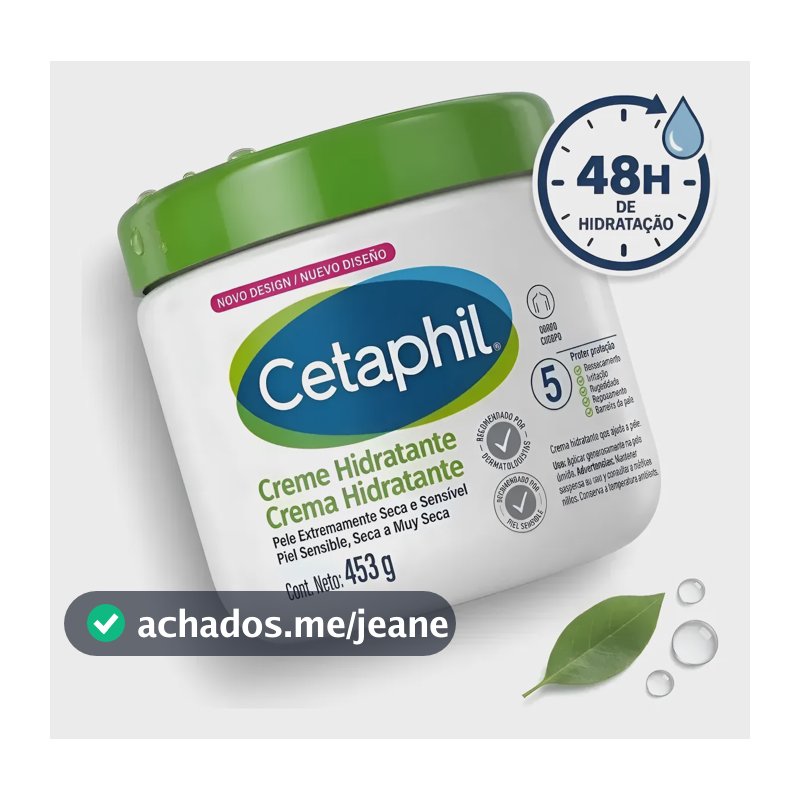 Cetaphil Creme Hidratante 453g Pele Seca E Sensível Original Sem Fragrância