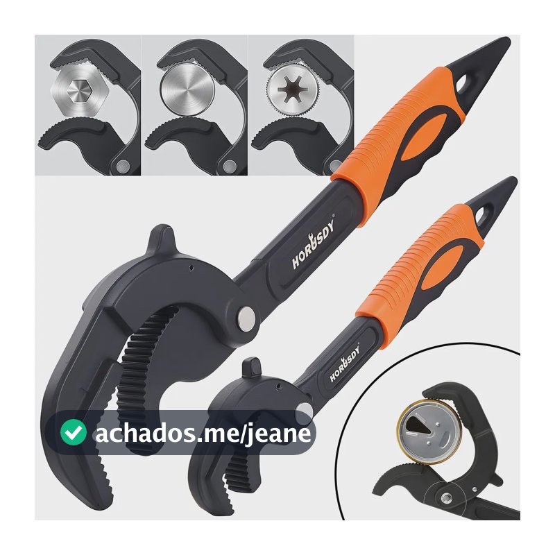 Kit Jogo Chave Inglesa Ajustável Universal Tubos Reforçada Preto/laranja