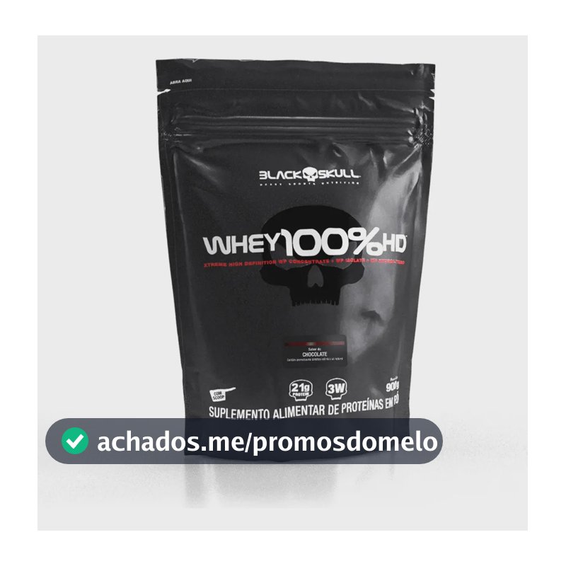 Proteína Black Skull Whey 100% HD em pó sabor Chocolate x 900g