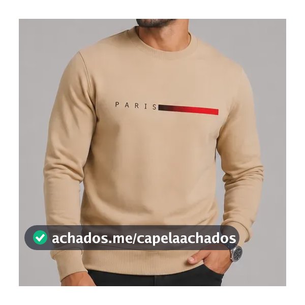 Moletom Masculino Gola Careca Flanelado Paris Suéter Frio