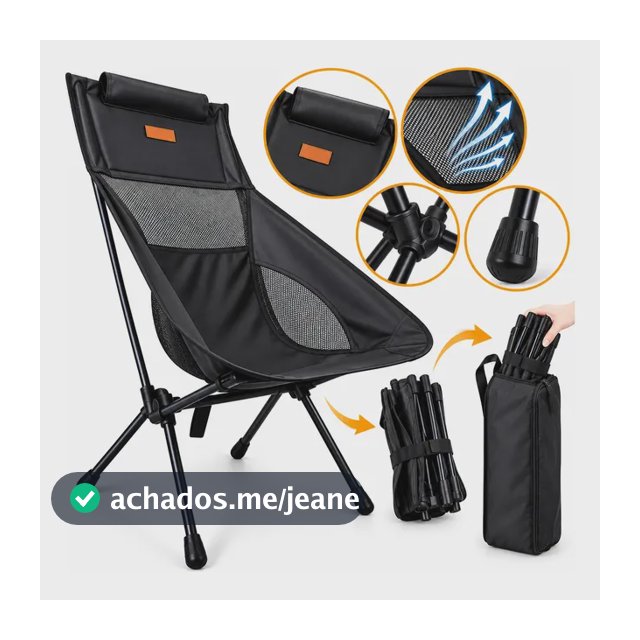 Cadeira Dobrável Pesca Camping Praia Encosto 140kg Com Bolsa