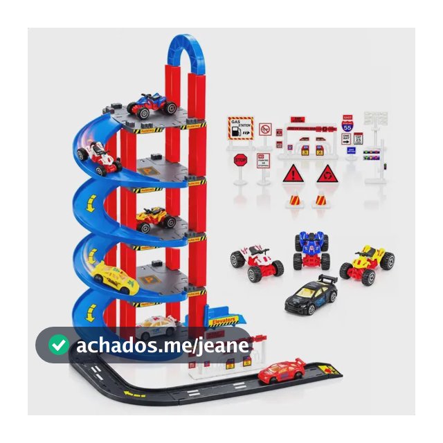 Pista de Carrinhos Atentu Kids 5 Andares Azul Descente Espiral Com Sinalização