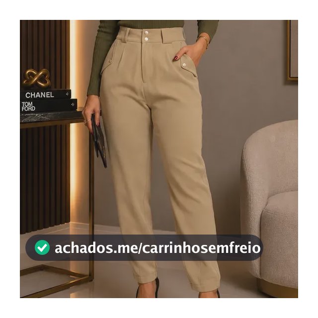 Calça Social Feminina Alfaiataria Reta Cintura Alta Moda