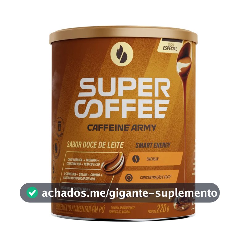 Cafeína Caffeine Army Supercoffee Classic Size em pó sabor Doce de leite x 220g