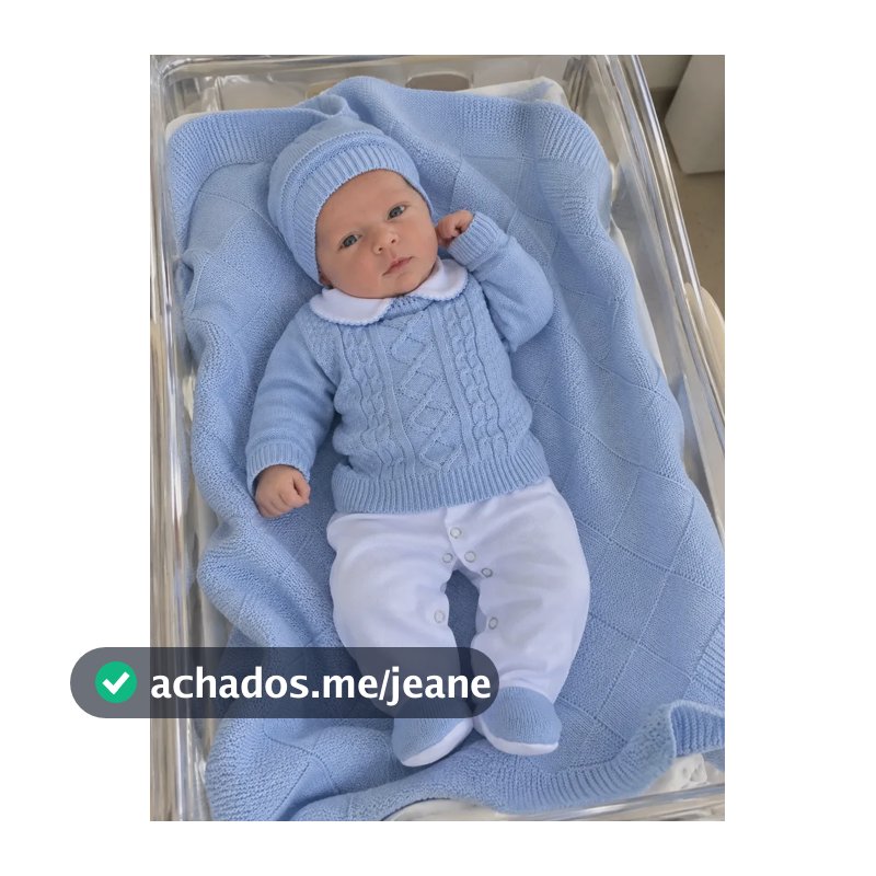 Saída De Maternidade Em Tricô Menino Azul Bebê Azul-aço 0 A 3 Meses