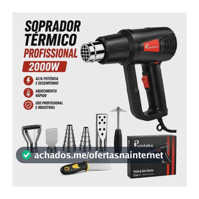 Soprador Térmico 2000w Pistola Ar Quente 2 Níveis 600°c 110v Preto 220v