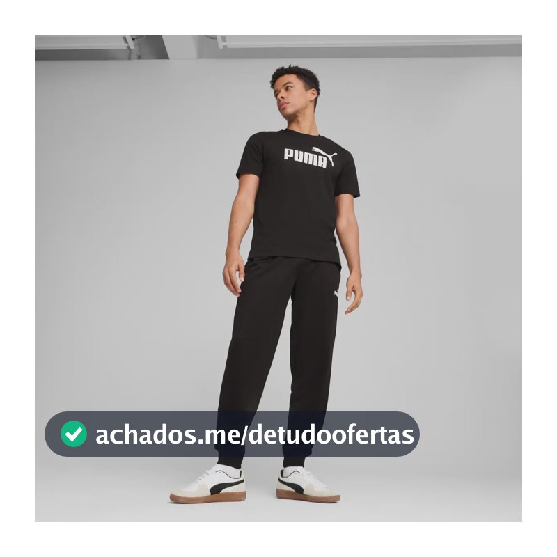 Camiseta Masculina Ess Logo Tee  Puma Puma Black Liso M