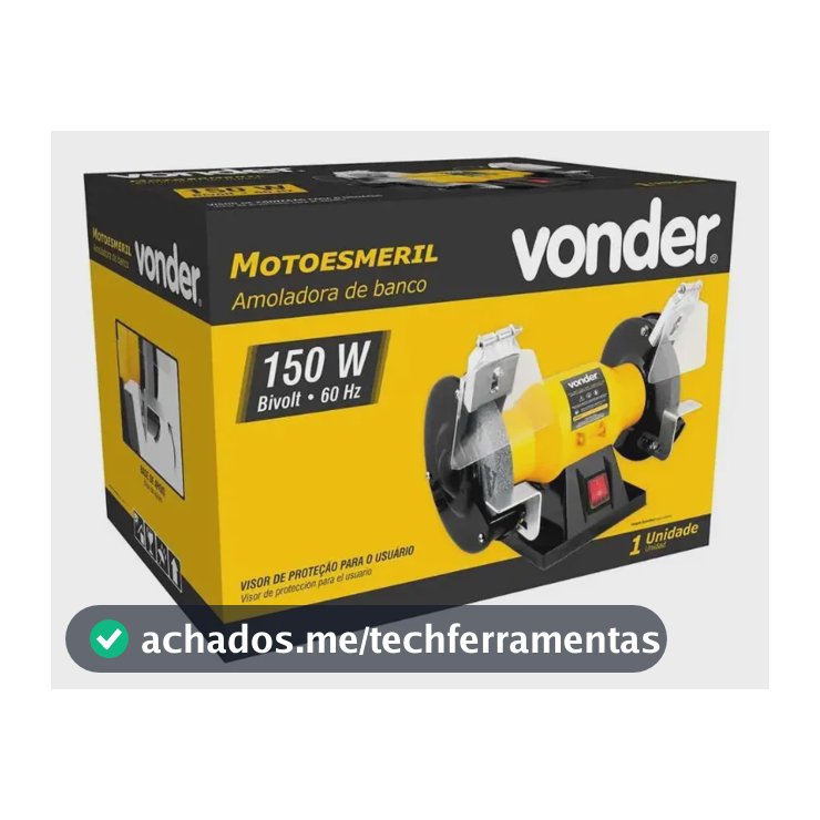 Motoesmeril Lixadeira De Bancada 150w Vonder Cor Amarelo Frequência 60 Hz