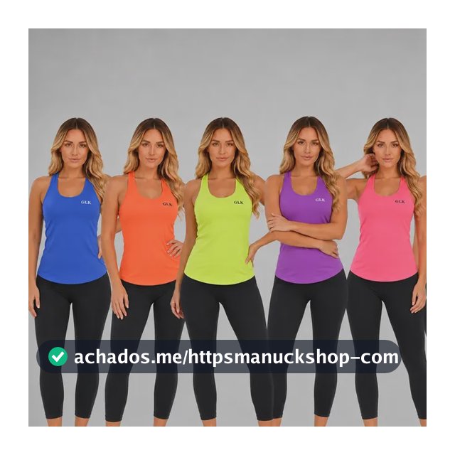Kit 6 Regata Feminina Dryfit Academia Camiseta Treino Glk 1 Royal 1 Laranja 1 Verde 1 Roxo 1 Rosa 1 Preto Liso Gg