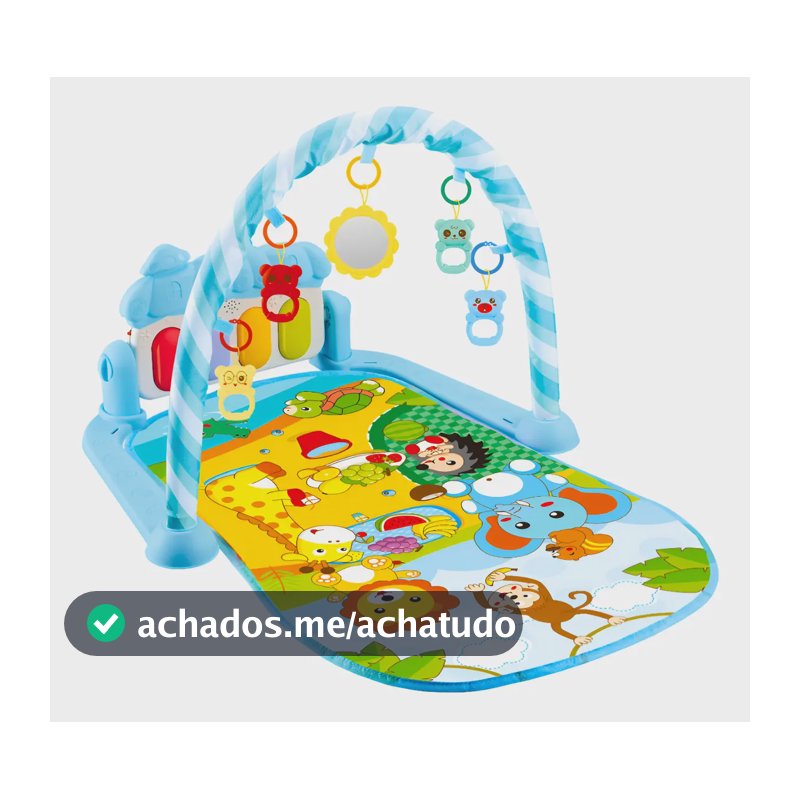 Tapete Ginásio De Atividades para Bebê Musical Com Piano Interativo Color Baby Floresta Azul