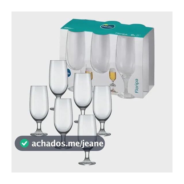 Kit 6 Taças Floripa Cerveja Nadir Vidro 300ml