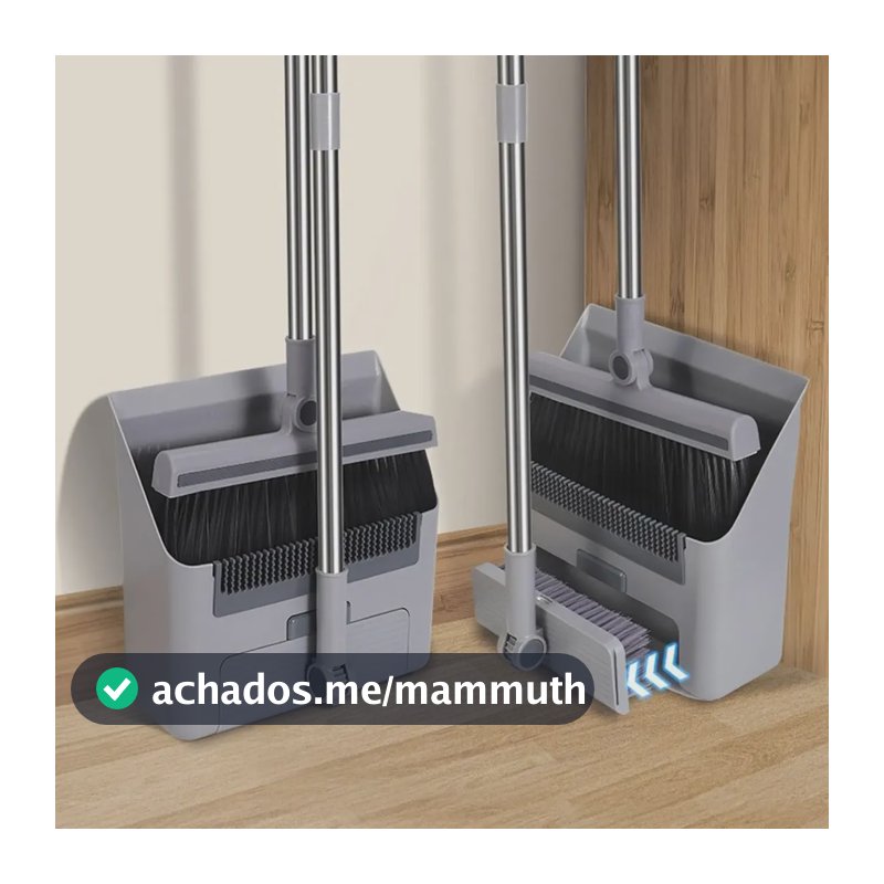 4em1 Kit Vassoura E Pá Multiuso Ajustável Limpeza Piso Pelos