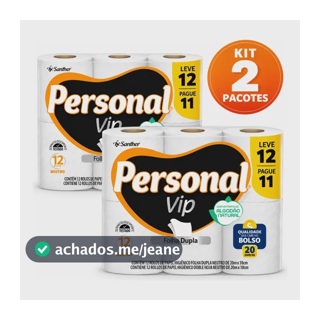 Kit C/ 2 Papel Higienico Personal Folha Dupla 24 Rolos