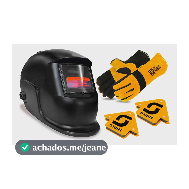 Mascara De Solda Automática Com Esquadros Magnéticos E Luva De Proteção Raspa The Black Tools