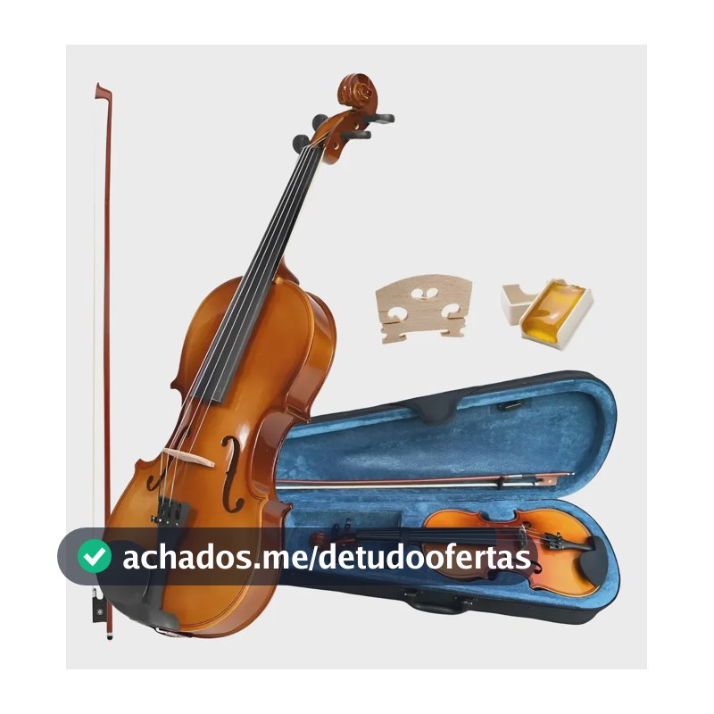 Violino Arco Breu Cavalete Acústico 4/4 Madeira Com Estojo Marrom