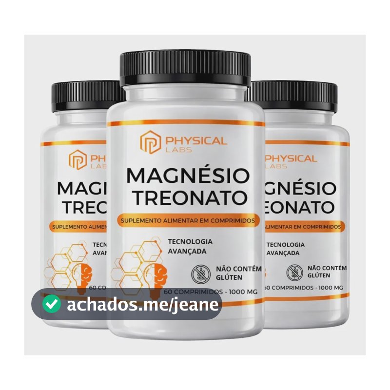 Kit 3 Magnésio Treonato 180 Comprimidos 1000mg Physical Labs Sem Sabor